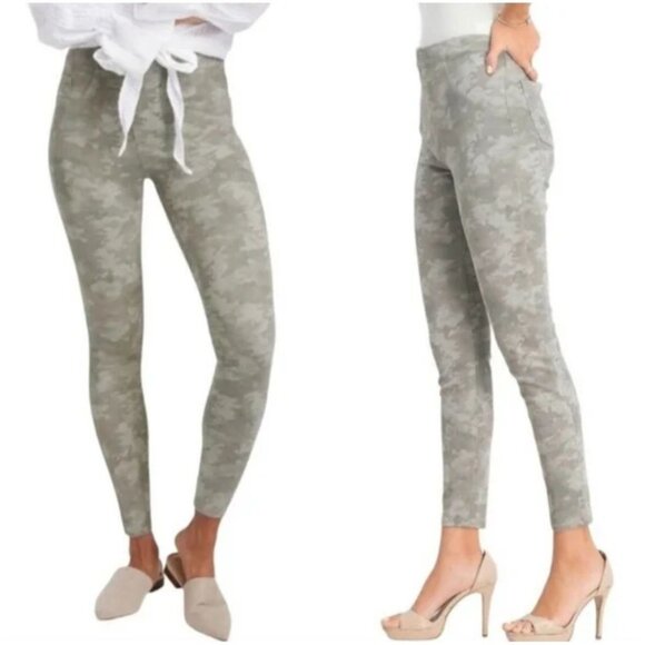 New Spanx Jean-ish Ankle Leggings Stone Wash Camo Pull On Stretch Medium Pants - Picture 1 of 11